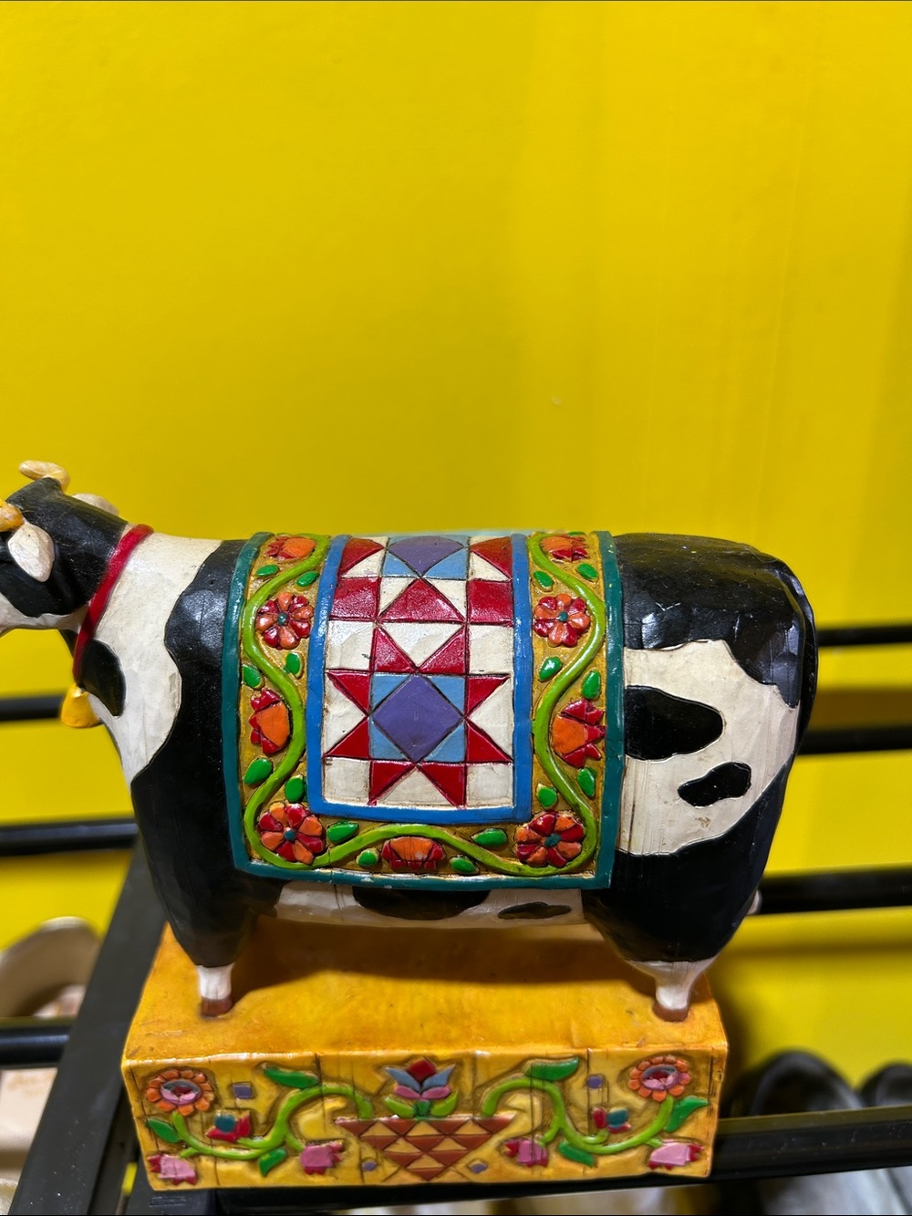 Hand-Painted Decorative Black & White Cow Figurine - Farmhouse Accent - Picture 5 of 9